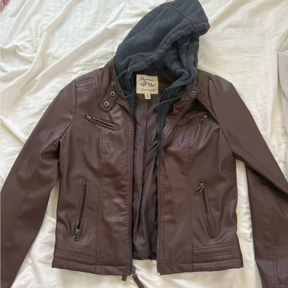 Maralyn & Me Chocolate Faux Leather Jacket